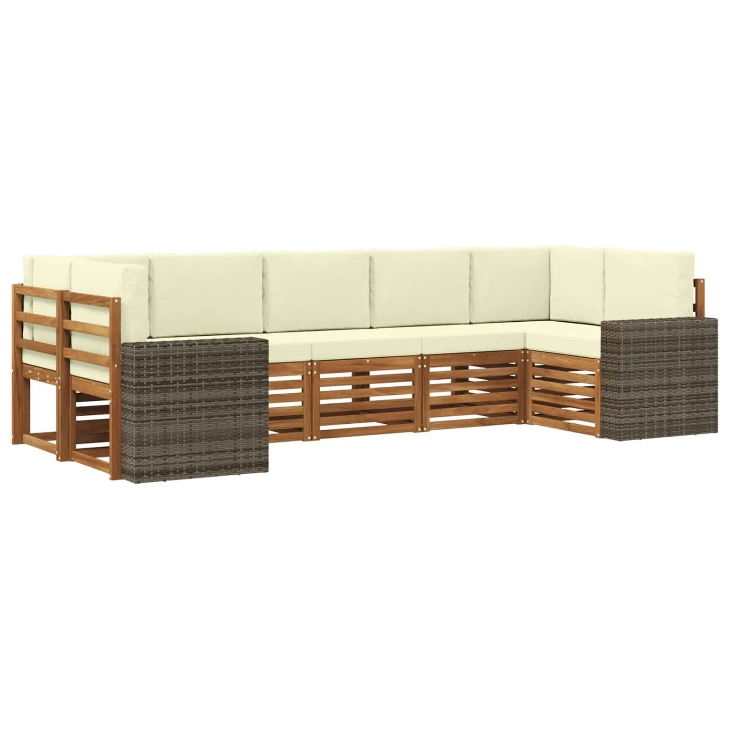 vidaXL Ecksofa Set mit Kissen 7 Stk Natur und Creme Polyester 3384816
