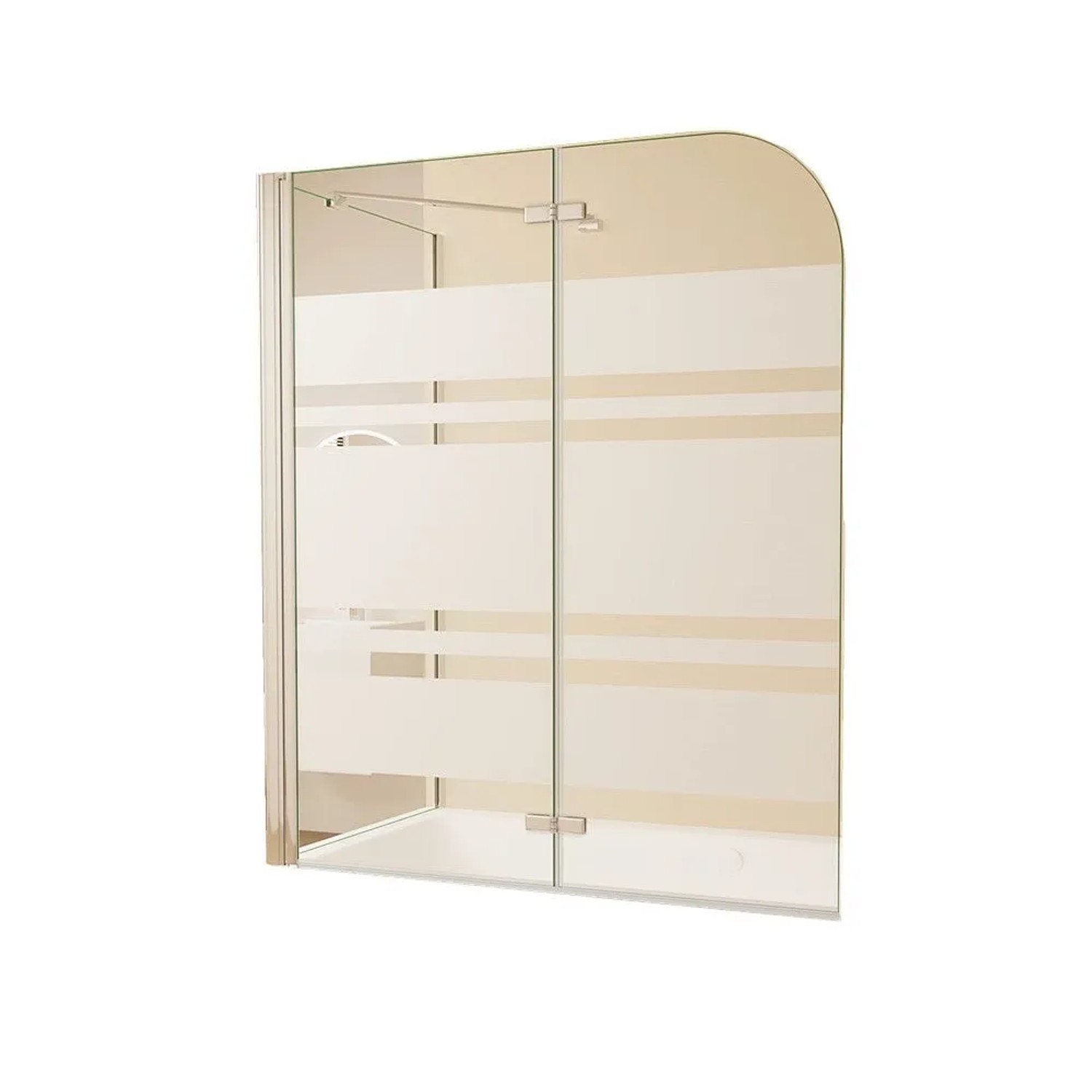 Duschparadies Badewannenaufsatz 100 x 75 x 140cm Faltwand Mit Seitewand 6mm Nano Glas Gestreiftesglas Badewannenfaltwand 2tlg Chrom