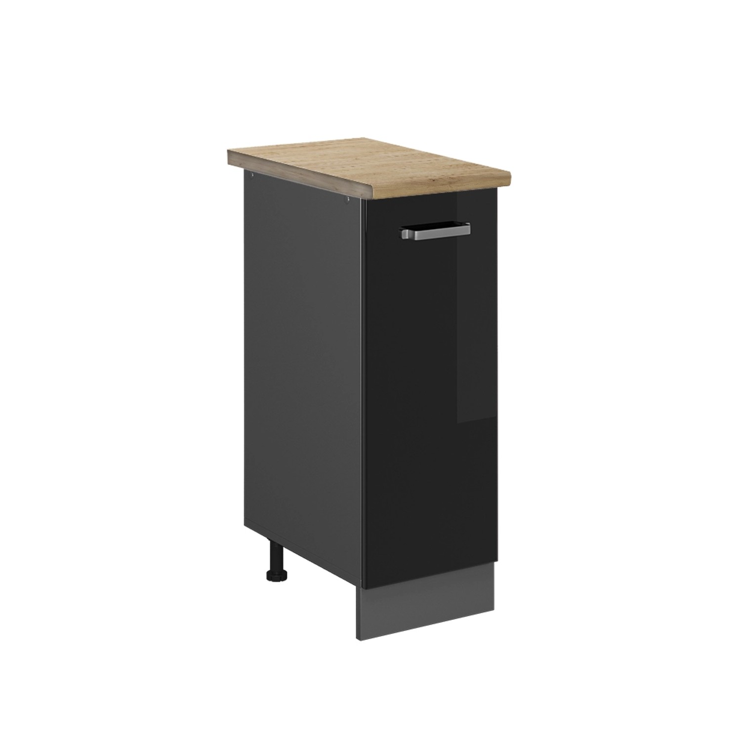 Vicco Apothekerschrank R-Line Schwarz Hochglanz/Anthrazit 30 cm AP Eiche günstig online kaufen