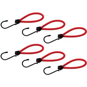 6 rote Expanderhaken, 100 mm, mit Stahlhaken für Reise & Transport.
