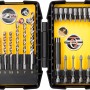 Stanley Betonbohrer- und Schrauberbit-Set, 19-teilig in Minisafe-Box, geöffnet.