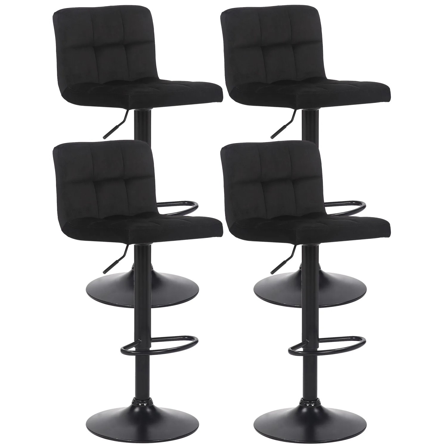 CLP 4er Set Barhocker Feni Samt Schwarz