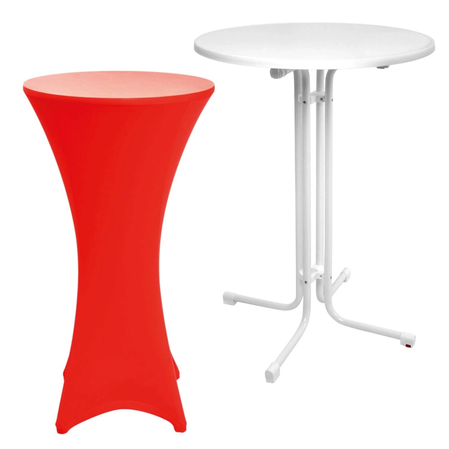 Beautissu Sylt Stehtisch Ø 80cm Weiß mit Stella Stehtischhusse Ø 80cm Rot günstig online kaufen