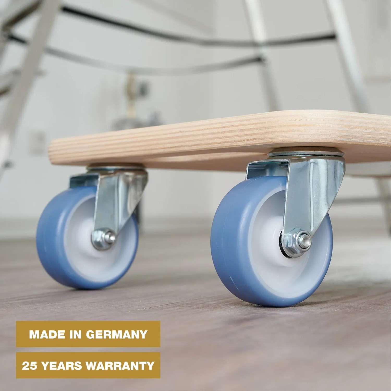 Wagner Transporthilfe mit Multiplex-Platte und blauen Rollen. Tragkraft 250 kg.