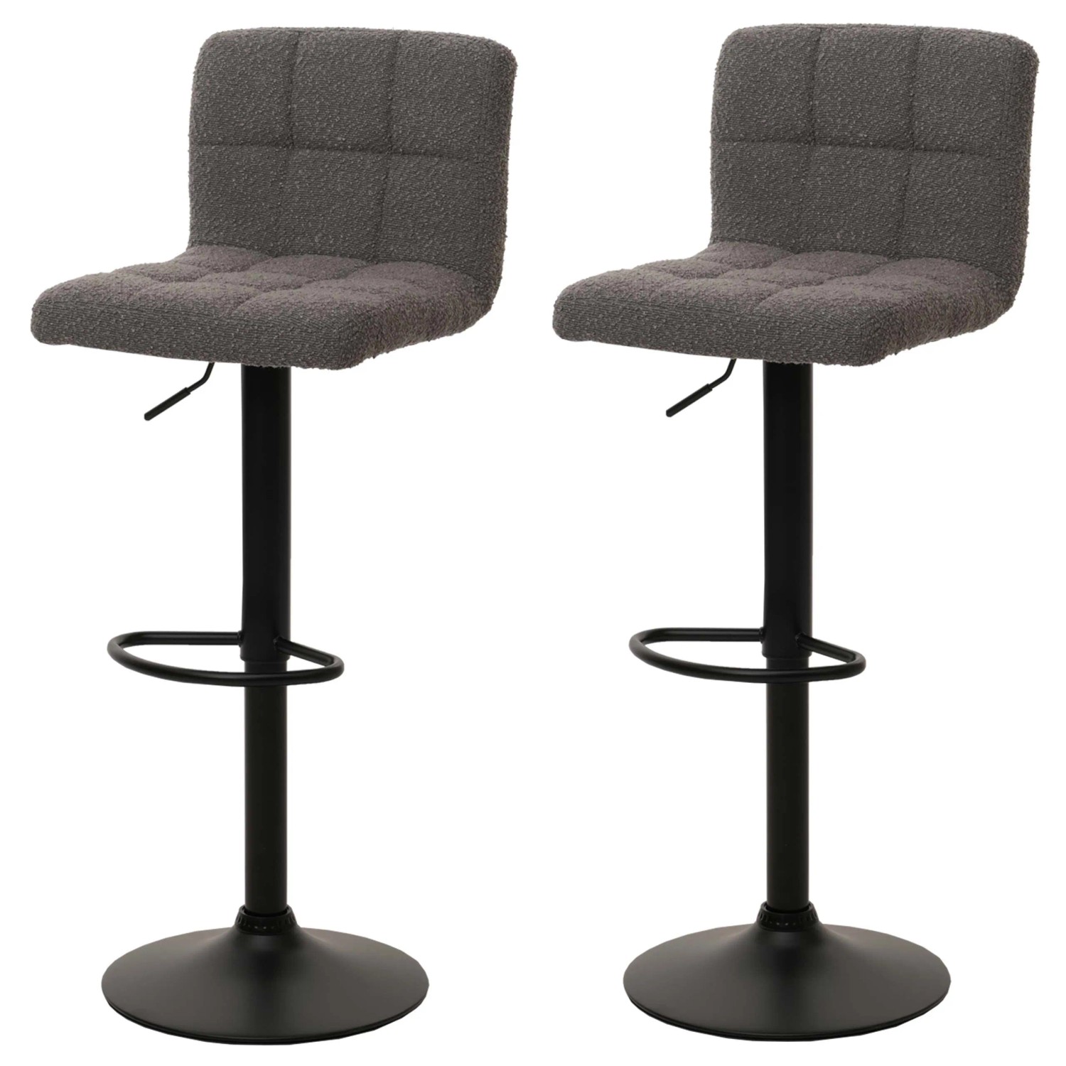 MCW Barhocker G87 2er-Set Dunkelgrau Stoff Boucle