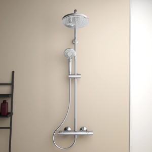 Ideal Standard Duschsystem Ceratherm T25 Chrom mit Kopf- und Handbrause.