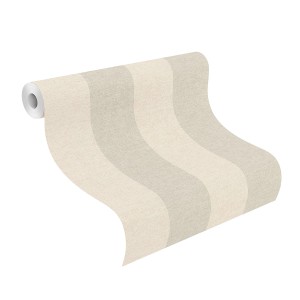 Schöner Wohnen Vliestapete Blockstreifen in Beige, Rollenansicht.