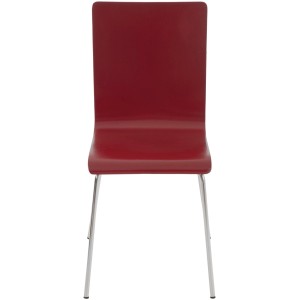 DELUKE Besucherstuhl PEPE 87x43x47cm Rot Holz Metall In Chromoptik Gestell Konferenzstuhl Wartezimmerstuhl