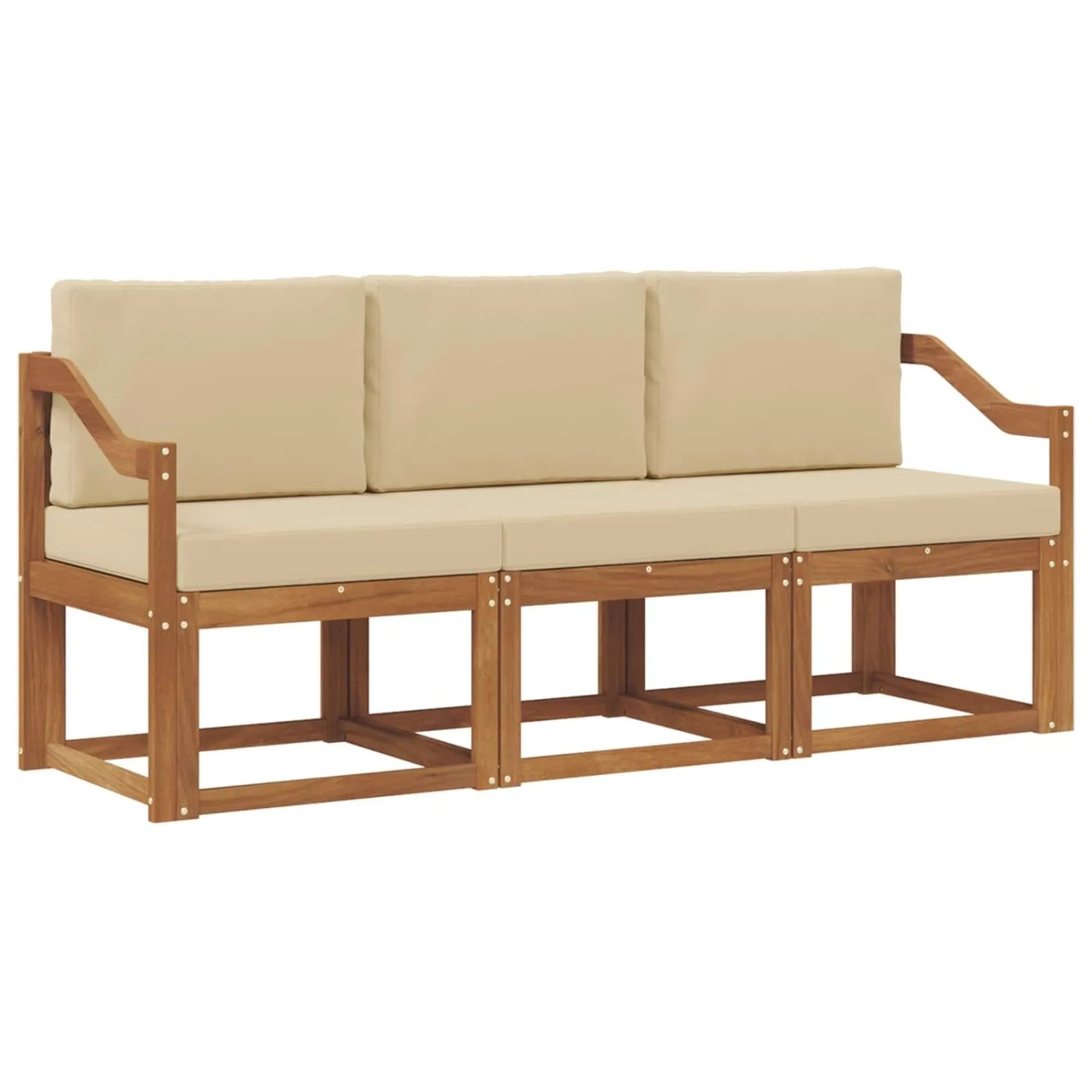 vidaXL Outdoor-Sofagarnitur mit Kissen 3 Stk Natur und Beige 3365956