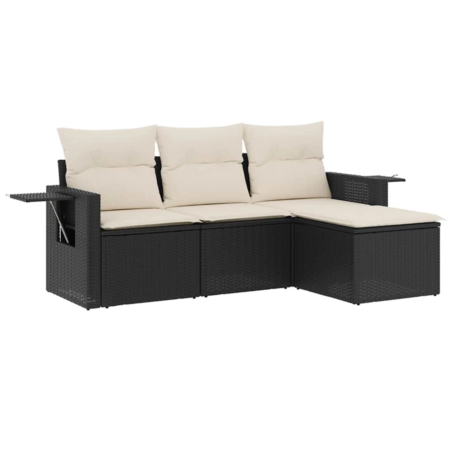 vidaXL 4-Tlg Garten-Sofagarnitur mit Kissen Schwarz Poly Rattan 3252403 günstig online kaufen