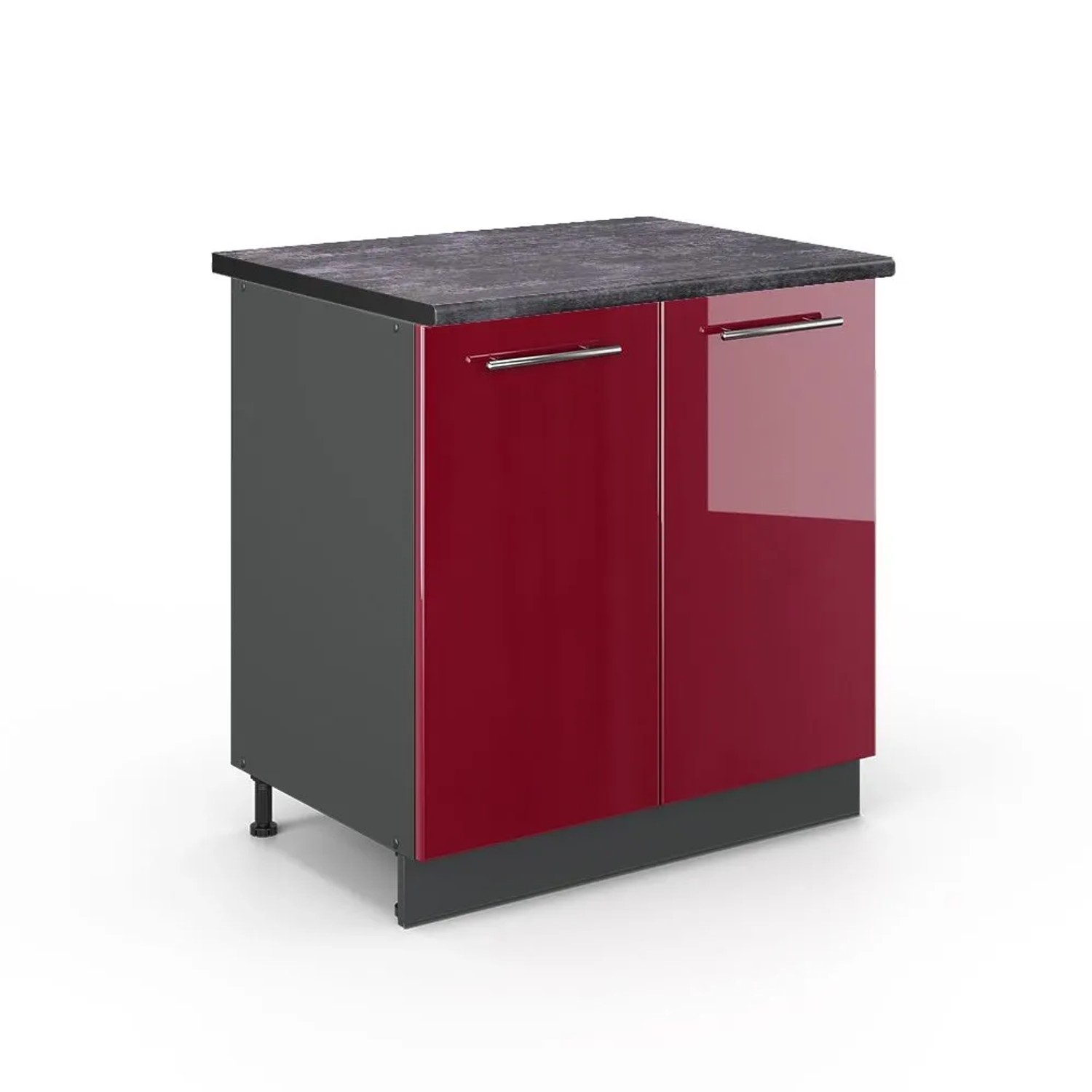 Vicco Küchenunterschrank Fame-Line Bordeaux Hochglanz/Anthrazit 80 x 82 Arbeitsplatte Anthrazit
