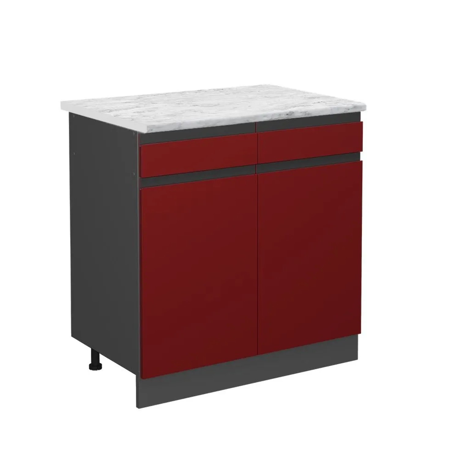 Vicco Schubladenschrank R-Line Schubladenschrank für die Küche Rot 80 cm J-Shape AP Marmor