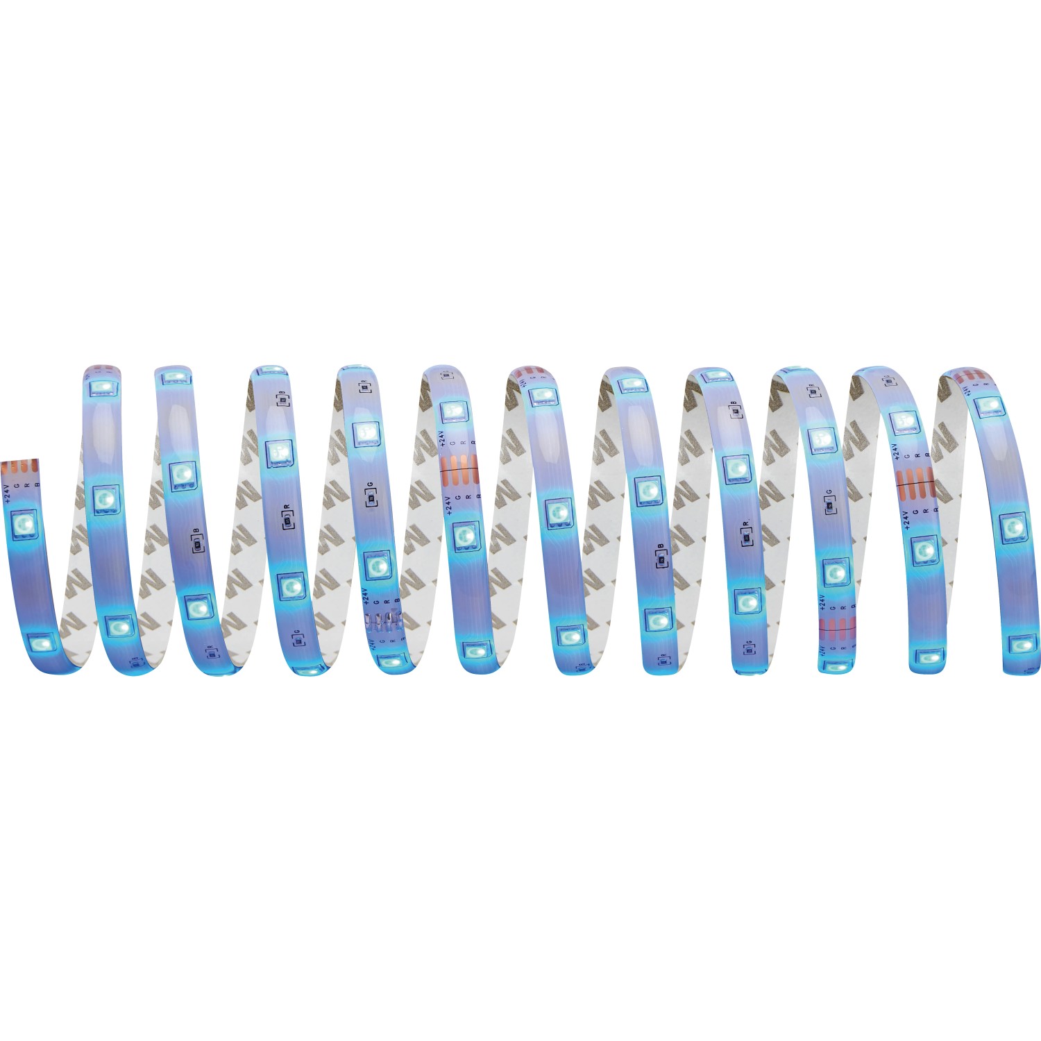 Aufgerolltes LED-Flexband RGB, 5 m, mit Fernbedienung. LED-Streifen mit Farbwechsel.