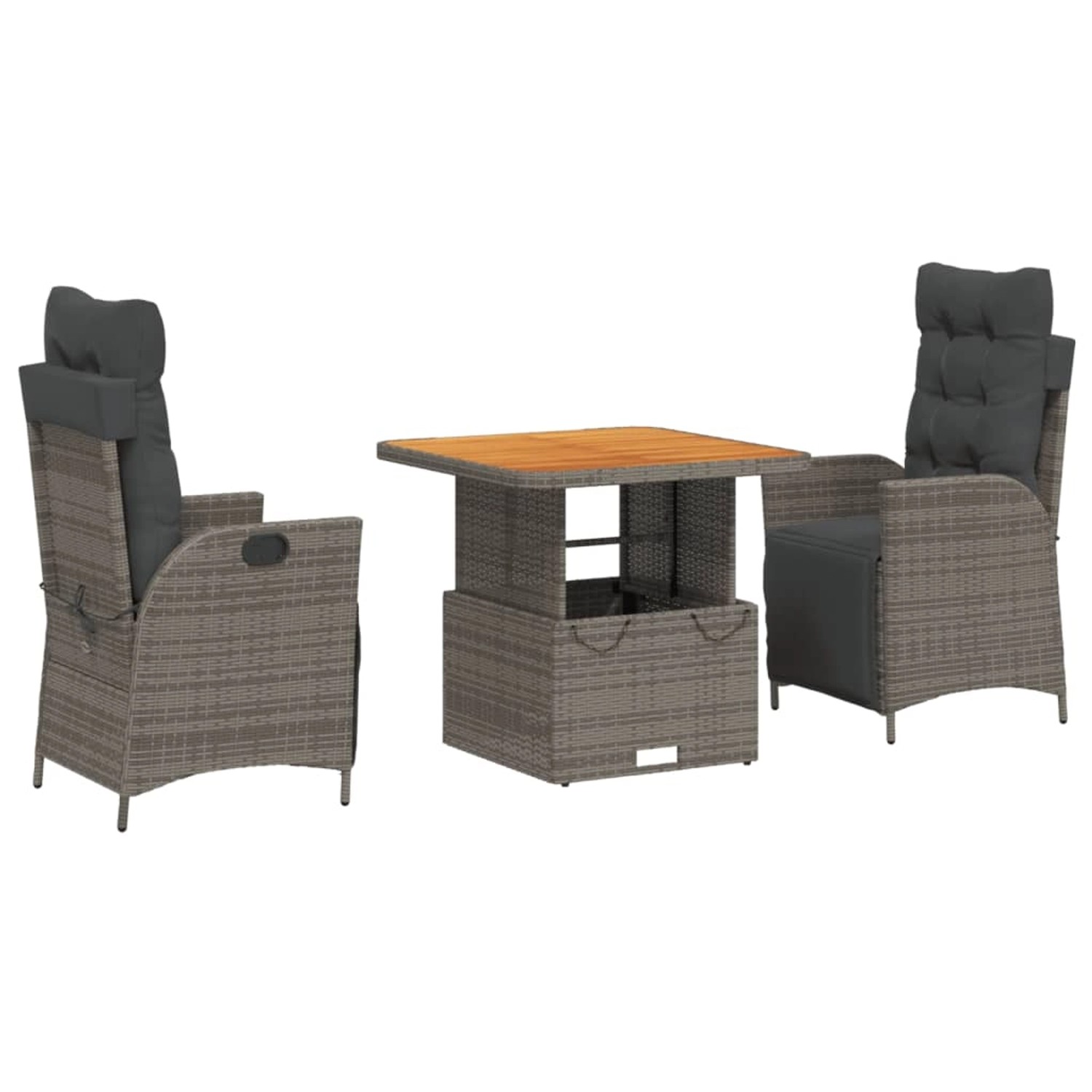 vidaXL 3-Tlg Garten-Essgruppe mit Kissen Grau Poly Rattan 3277459 günstig online kaufen
