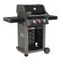 Weber Spirit E-220S Classic Gasgrill mit 2 Brennern und Sear Zone. Grillwagen in Schwarz/Grau mit Ablagetischen.