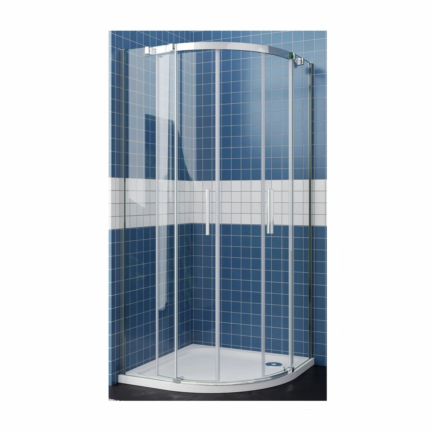 Duschparadies Duschkabine Viertelkreis 90 x 90 x 195cm Runddusche Duschabtrennung 6mm Nano Glas ESG Walkin Dusche Typ QL