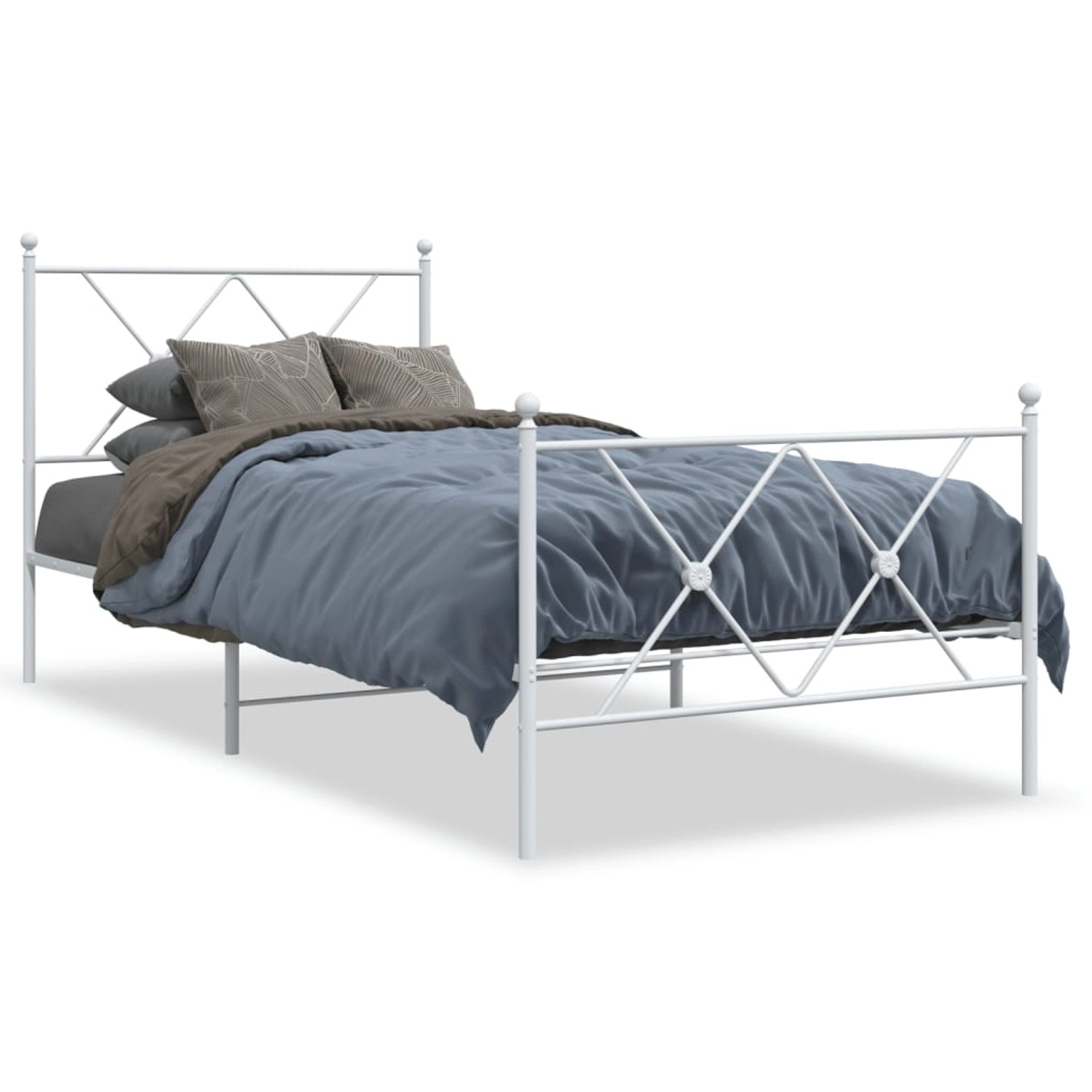 vidaXL Bettgestell mit Kopf- und Fußteil Metall Weiß 90x200 cm 376562 günstig online kaufen