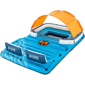 Bestway Hydro Force Pool Island Tropical Breeze, aufblasbare Badeinsel mit Sonnendach, Kühlbox und Rückenlehnen.