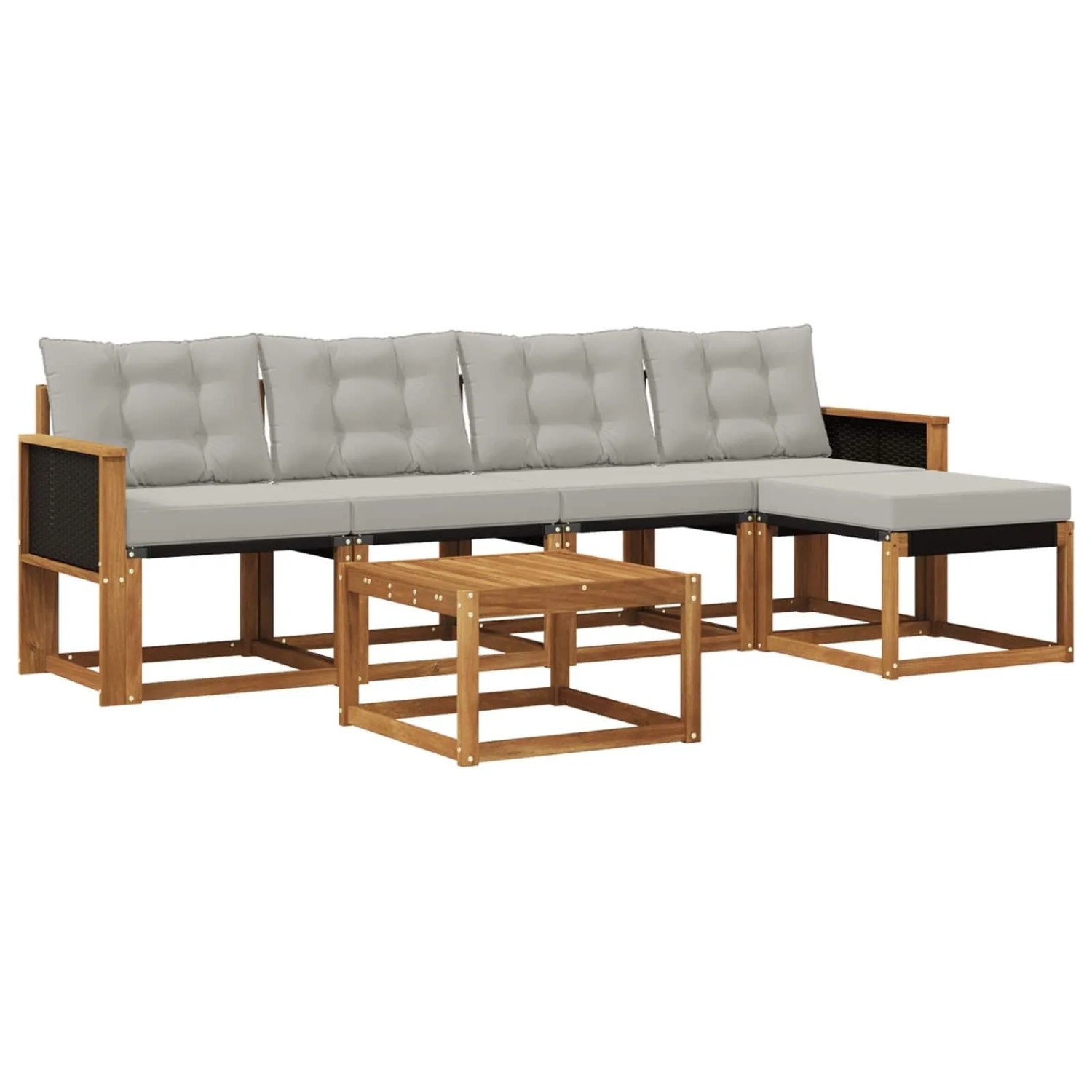 vidaXL Outdoor-Sofagarnitur mit Kissen 6 Stk Natur und Hellgrau 3381895