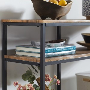 Detailansicht: SoBuy Konsolentisch FSB42-Q im Vintage-Stil mit Deko.