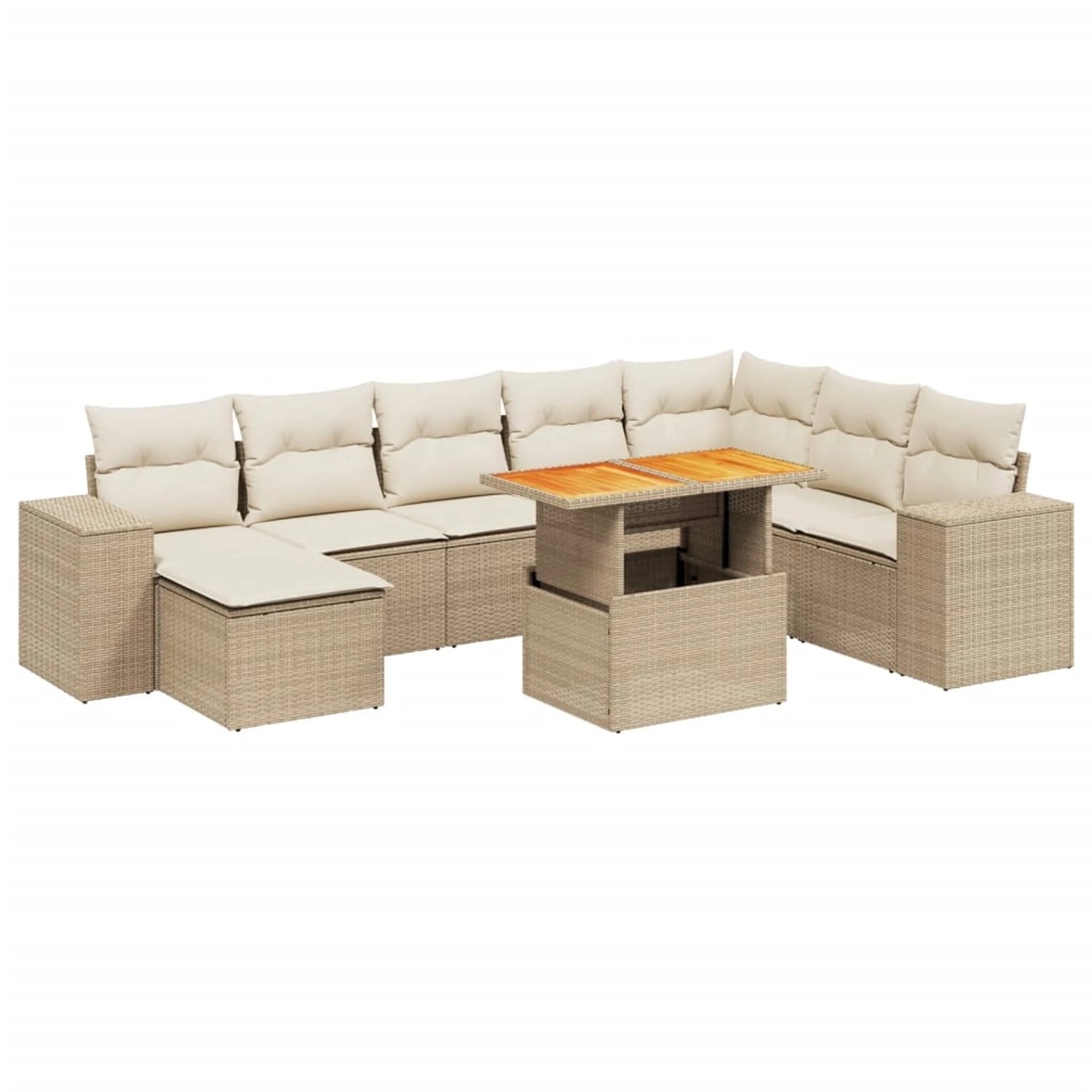 vidaXL 9-Tlg Garten-Sofagarnitur mit Kissen Beige Poly Rattan 3272773 günstig online kaufen