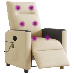 vidaXL Massagesessel Elektrisch Creme Stoff 3324049