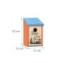 Orangefarbener Relaxdays Nistkasten aus Tannenholz mit blauem Dach und "Home Tweet Home" Schriftzug.