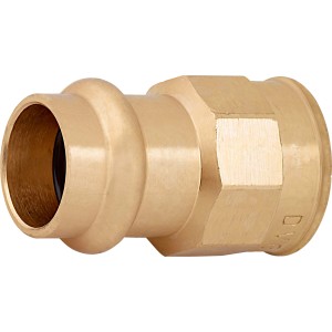 Übergangsmuffe aus Rotguss, 15 mm x 18,6 mm (Rp 1/2), für Pressfittings.