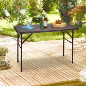 Relaxdays Gartentisch Rechteckig Kunststoff Braun Klappbar 74 cm x 121,5 cm x 61,5 cm 8,1 kg
