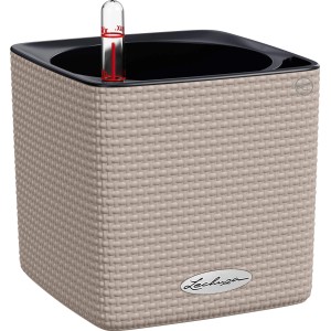 Lechuza Cube Color Pflanzgefäß, 14x14x14 cm, sandbraun, mit Bewässerungssystem für Kräutertöpfe.