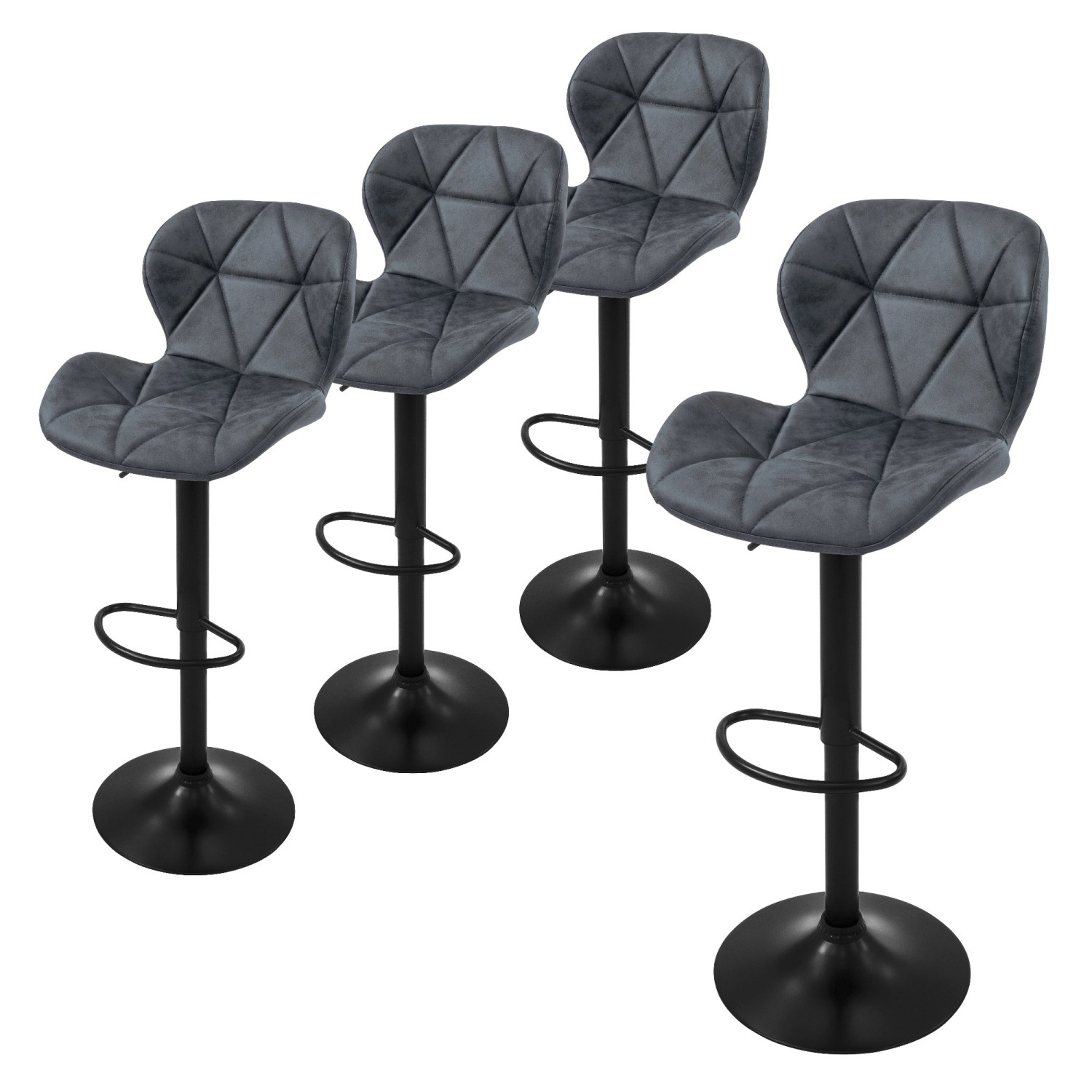 ML-Design Barhocker 4Er Set Kunstleder Anthrazit Rückenlehne Drehbar günstig online kaufen