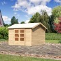 Naturbelassenes Karibu Holz-Gartenhaus Timra mit Satteldach, 300x300 cm. Ideal als Gerätehaus.