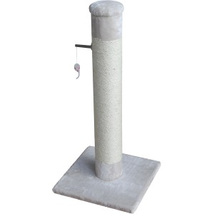 Beiger Ebi Kratzbaum Classic Post, 80 cm hoch, mit Sisalstamm und Spielzeugmaus.