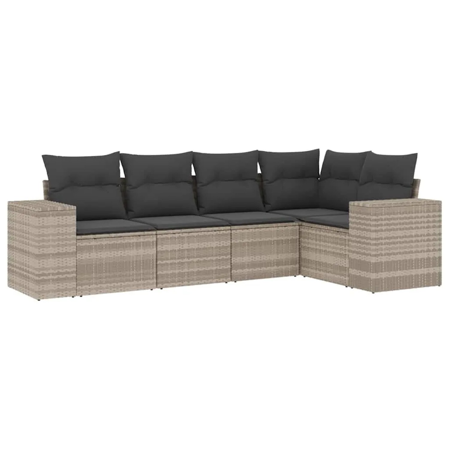 vidaXL 5-Tlg Garten-Sofagarnitur mit Kissen Hellgrau Poly Rattan 3222531 günstig online kaufen