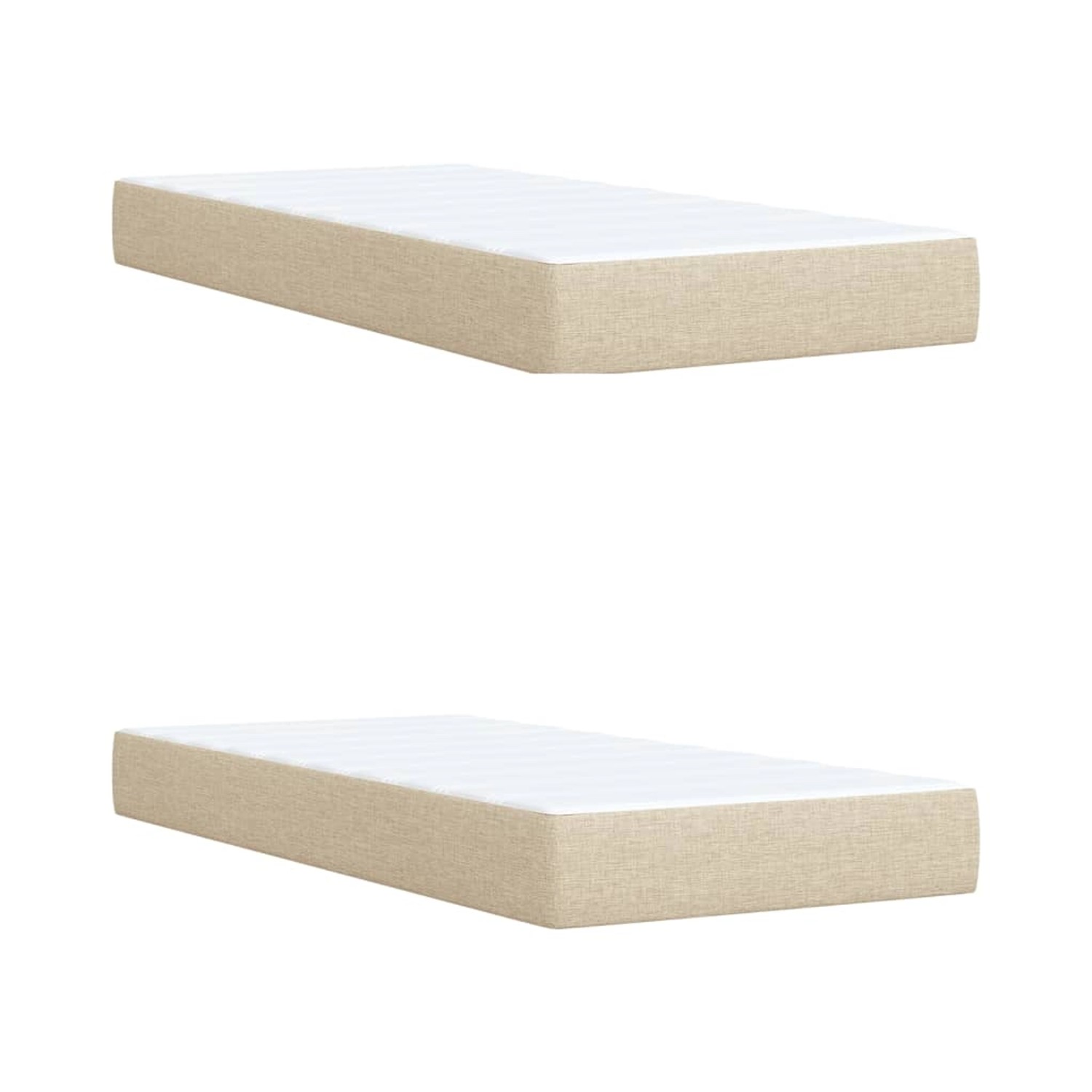 Boxspringbett Creme 200x200 cm mit Matratze und Auflage, Stoffbezug.