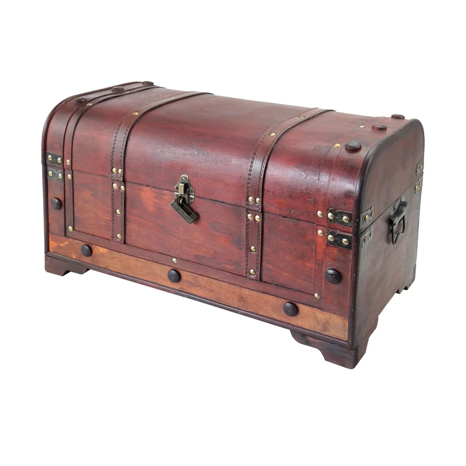 HMF 6402-154 Vintage Schatztruhe Schatzkiste Holztruhe Schloss 54 x 28 x 30 cm Mexiko