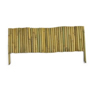 KARAT Beetumrandung aus Bambus, 30x100cm, Gartenzaun, Rasenkante, Palisade.