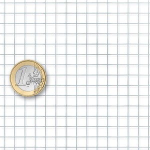 Feinmaschiges, verzinktes KARAT Drahtgitter (Maschenweite 6,3mm) mit Euro-Münze als Größenvergleich.