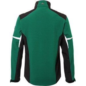 Kübler Pulse Softshell Jacke in Moosgrün/Schwarz, Rückansicht. Arbeitskleidung für Herren.