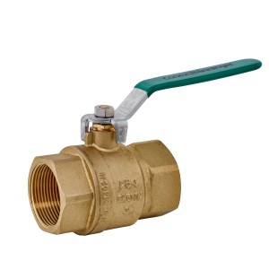 Kirchhoff Kugelhahn Messing, 24,2 mm (3/4 IG) mit Kupfer-Anschluss und grünem Griff.