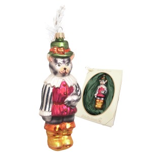 Weihnachtsfigur Gestiefelte Kater aus Glas, 16cm. Christbaumkugel aus der Kategorie Weihnachtskugeln.