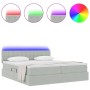 vidaXL Bett mit LED-Lichtleisten Hellgrau 200 x 200 cm Samt 3371639_4