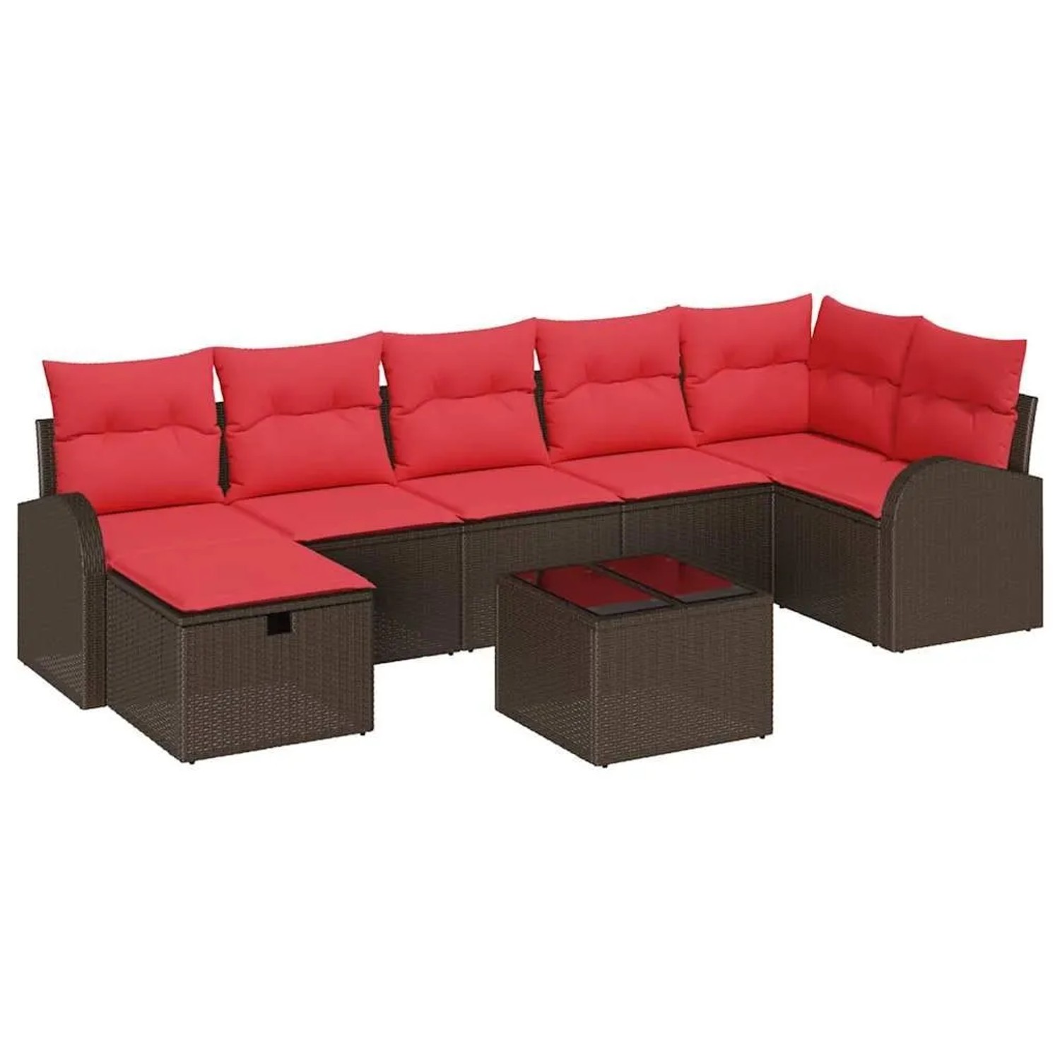 vidaXL Gartensofa-Set mit Kissen mit Speicher 8-Tlg Braun Poly-Rattan 3360445