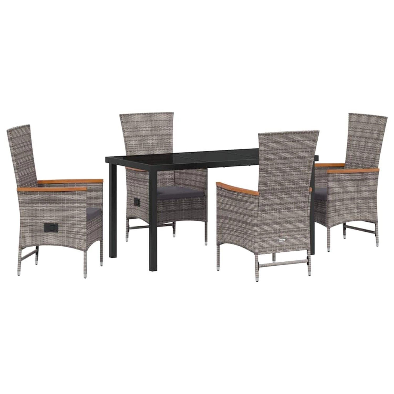 vidaXL Garten Essgruppe mit Kissen 5-Tlg Grau Poly Rattan 3379438 günstig online kaufen