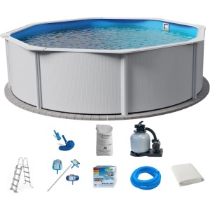 Waterman Stahlwandpool Set 9 teilig Hoch Rund 300 x 120 cm Stahl 0,4
mm Weiß Folie 0,3 mm Blau Waterman Stahlwandpool Set 9 teilig Hoch Rund 300 x 120 cm Stahl 0,4 mm Weiß Folie 0,3 mm Blau