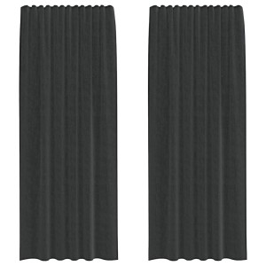 2 schwarze Voile Vorhänge mit Stangentaschen, 140x245 cm, für Fensterdekoration.