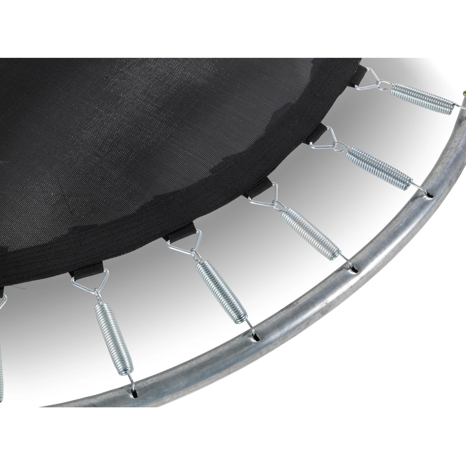 Detailaufnahme des grünen EXIT Silhouette Trampolins (D305cm) mit Federn und Rahmen.