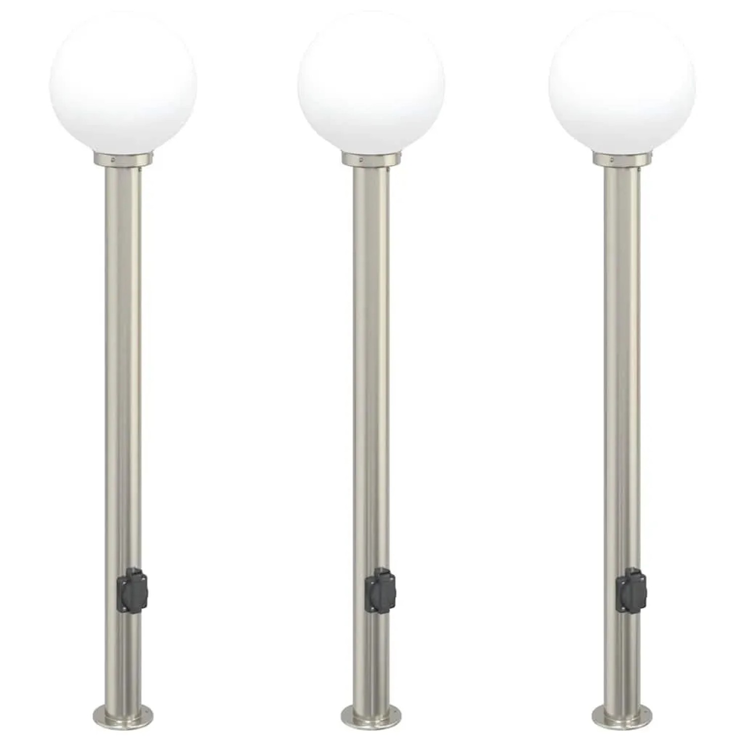 vidaXL Pollerleuchten mit Auslass 3 Stk 120 cm Edelstahl IP44 4006106