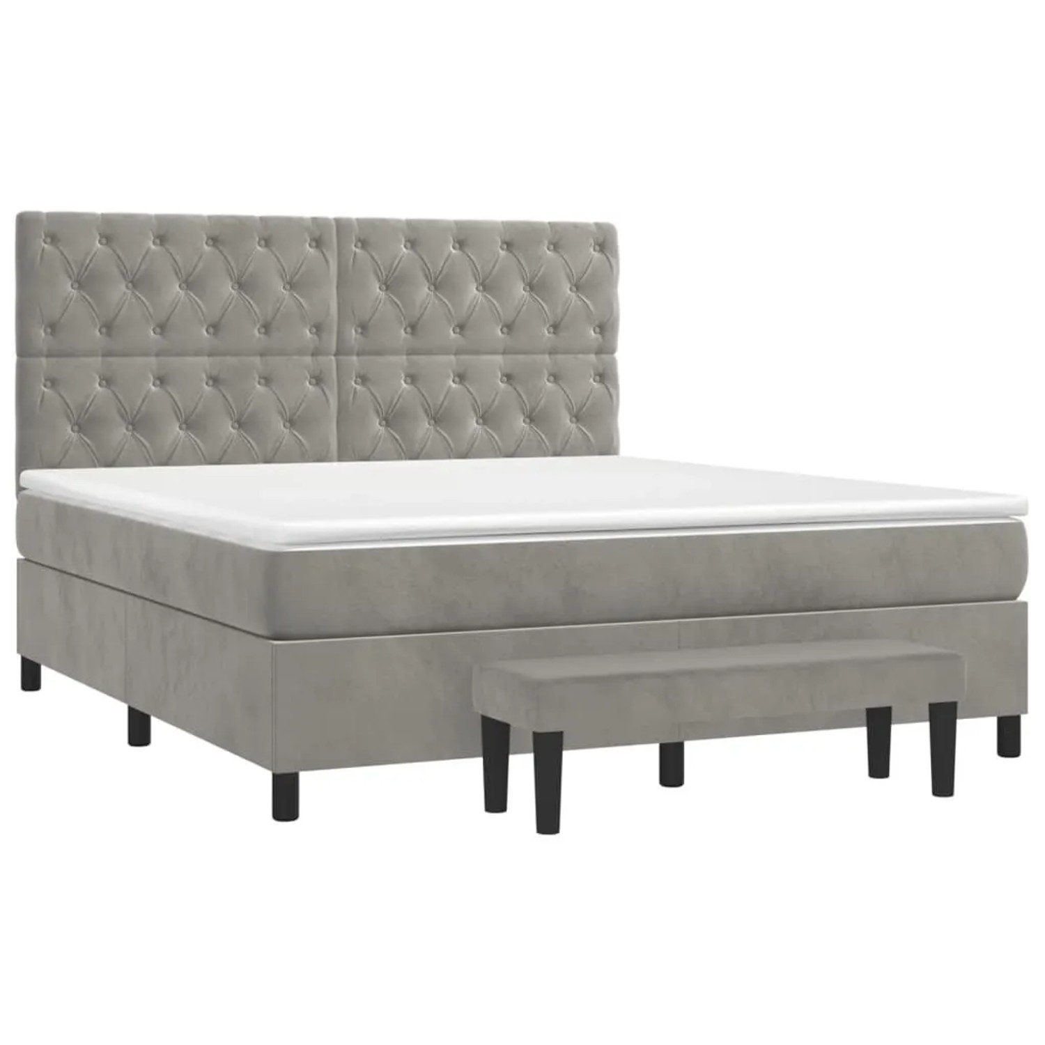 vidaXL Boxspringbett mit Matratze Hellgrau 160x200 cm Samt 3138031 günstig online kaufen