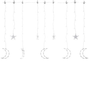 vidaXL Lichterketten Stern und Mond Fernbedienung 138 LEDs Kaltweiß 328795